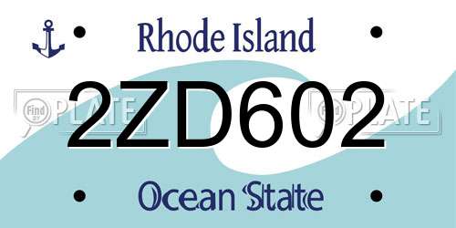 2ZD602 Rhode Island License Plate
