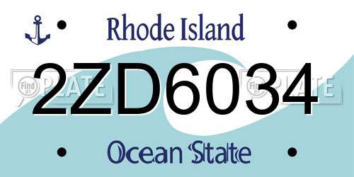 2ZD6034 Rhode Island License Plate