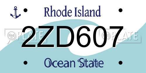 2ZD607 Rhode Island License Plate
