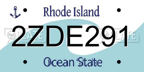 2ZDE291 Rhode Island License Plate