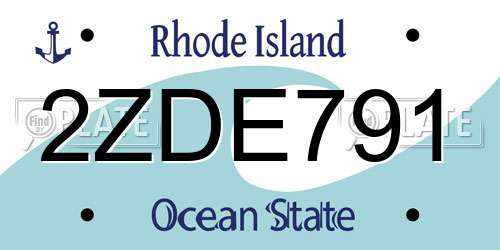 2ZDE791 Rhode Island License Plate