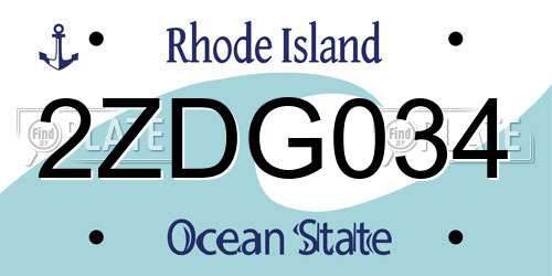 2ZDG034 Rhode Island License Plate