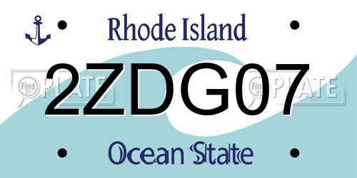 2ZDG07 Rhode Island License Plate