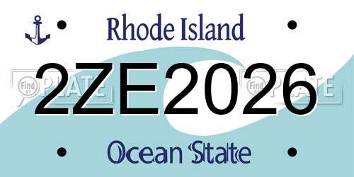 2ZE2026 Rhode Island License Plate