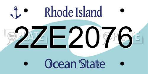 2ZE2076 Rhode Island License Plate