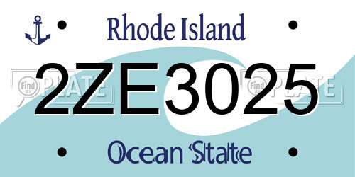 2ZE3025 Rhode Island License Plate