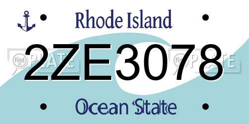 2ZE3078 Rhode Island License Plate