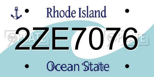 2ZE7076 Rhode Island License Plate