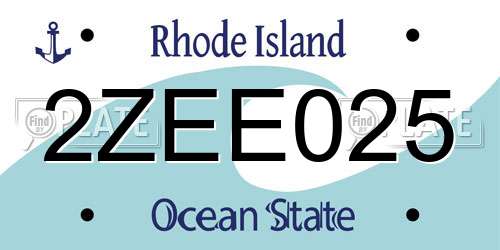 2ZEE025 Rhode Island License Plate
