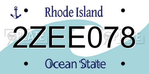 2ZEE078 Rhode Island License Plate
