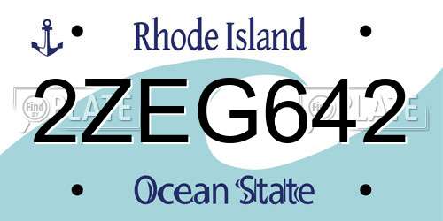 2ZEG642 Rhode Island License Plate
