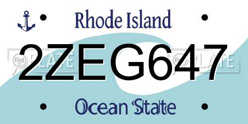 2ZEG647 Rhode Island License Plate