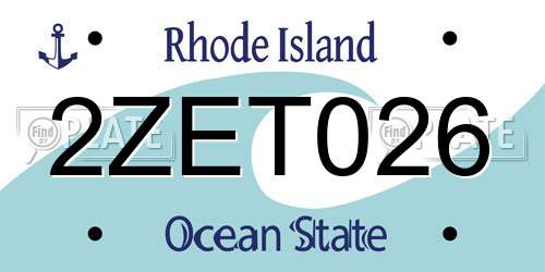 2ZET026 Rhode Island License Plate