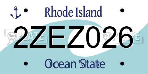 2ZEZ026 Rhode Island License Plate