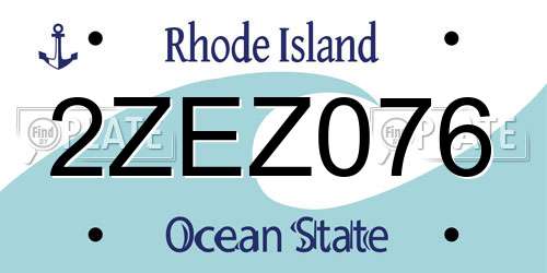 2ZEZ076 Rhode Island License Plate