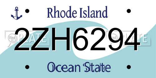 2ZH6294 Rhode Island License Plate