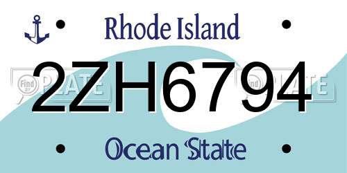 2ZH6794 Rhode Island License Plate