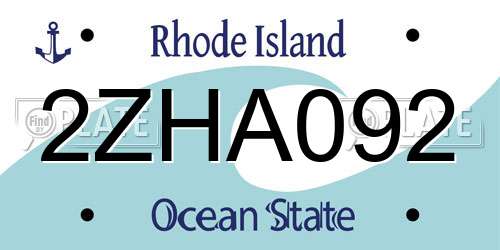 2ZHA092 Rhode Island License Plate