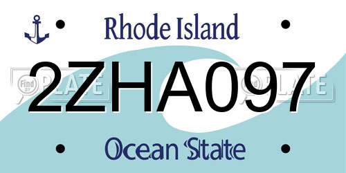 2ZHA097 Rhode Island License Plate