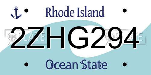 2ZHG294 Rhode Island License Plate