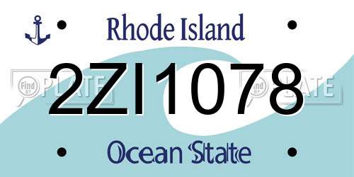 2ZI1078 Rhode Island License Plate