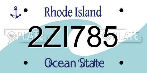 2ZI785 Rhode Island License Plate