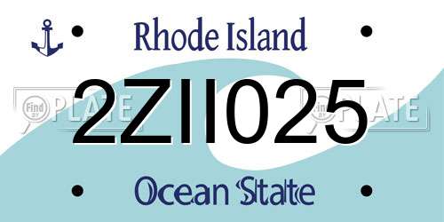 2ZII025 Rhode Island License Plate