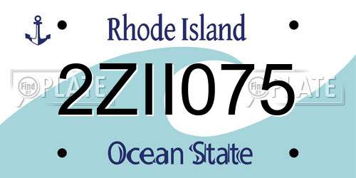 2ZII075 Rhode Island License Plate