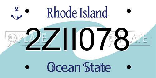 2ZII078 Rhode Island License Plate