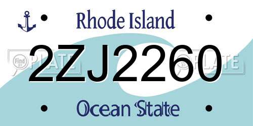 2ZJ2260 Rhode Island License Plate
