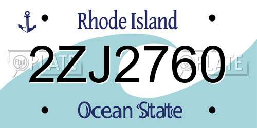 2ZJ2760 Rhode Island License Plate