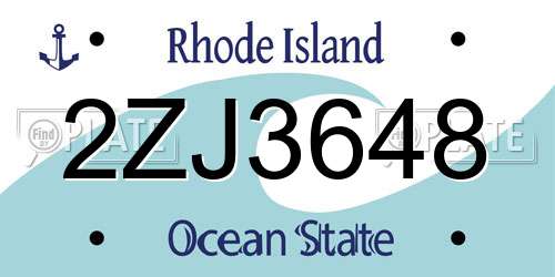 2ZJ3648 Rhode Island License Plate