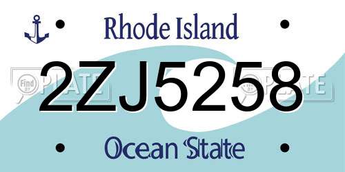 2ZJ5258 Rhode Island License Plate