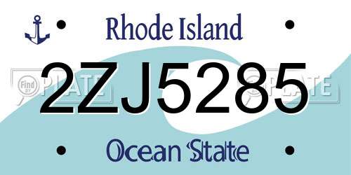 2ZJ5285 Rhode Island License Plate