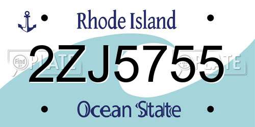 2ZJ5755 Rhode Island License Plate
