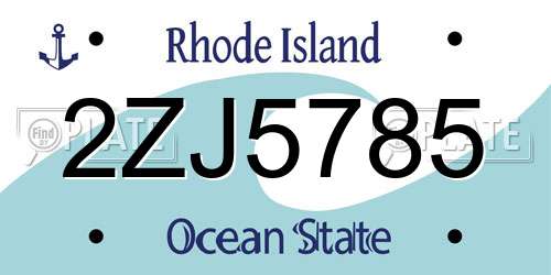 2ZJ5785 Rhode Island License Plate