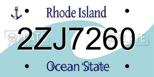 2ZJ7260 Rhode Island License Plate