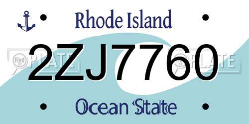 2ZJ7760 Rhode Island License Plate