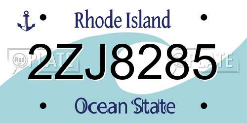 2ZJ8285 Rhode Island License Plate