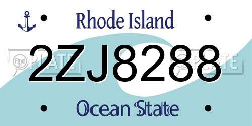 2ZJ8288 Rhode Island License Plate