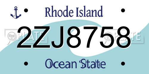 2ZJ8758 Rhode Island License Plate