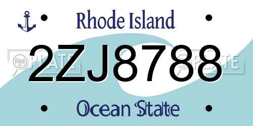 2ZJ8788 Rhode Island License Plate