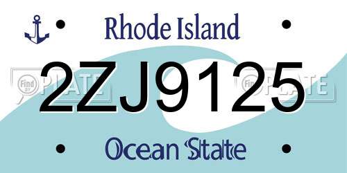 2ZJ9125 Rhode Island License Plate