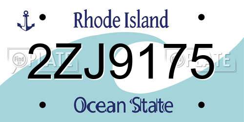 2ZJ9175 Rhode Island License Plate