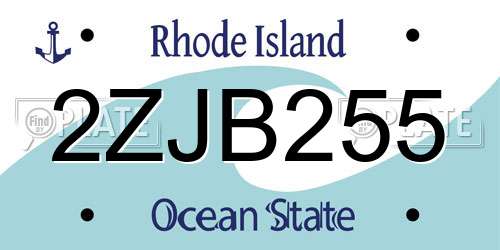 2ZJB255 Rhode Island License Plate