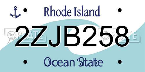 2ZJB258 Rhode Island License Plate