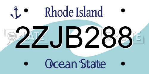 2ZJB288 Rhode Island License Plate
