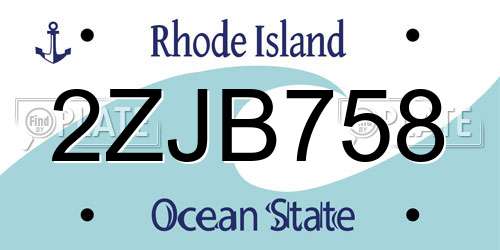 2ZJB758 Rhode Island License Plate