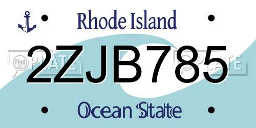 2ZJB785 Rhode Island License Plate