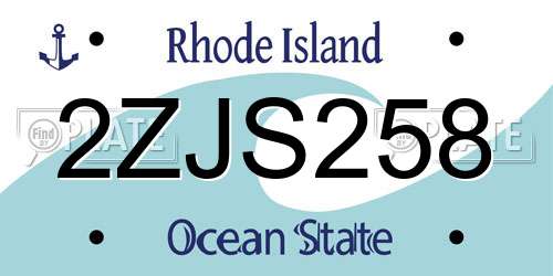 2ZJS258 Rhode Island License Plate